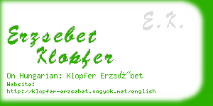 erzsebet klopfer business card